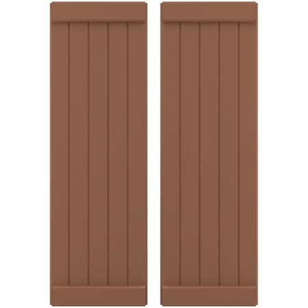 Ekena Millwork Americraft 5-Board Exterior Wood Joined Board-n-Batten Shutters w/ End Batten, ARW103BB518X64BTH, PR ARW103BB518X64BTH